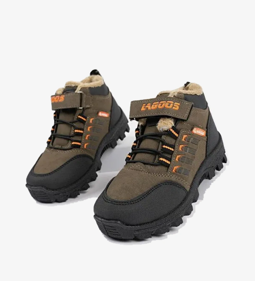 BOB Bağcıklı Cırtlı İçi Kürklü Çocuk Outdoor Kışlık Bot - Görsel 1