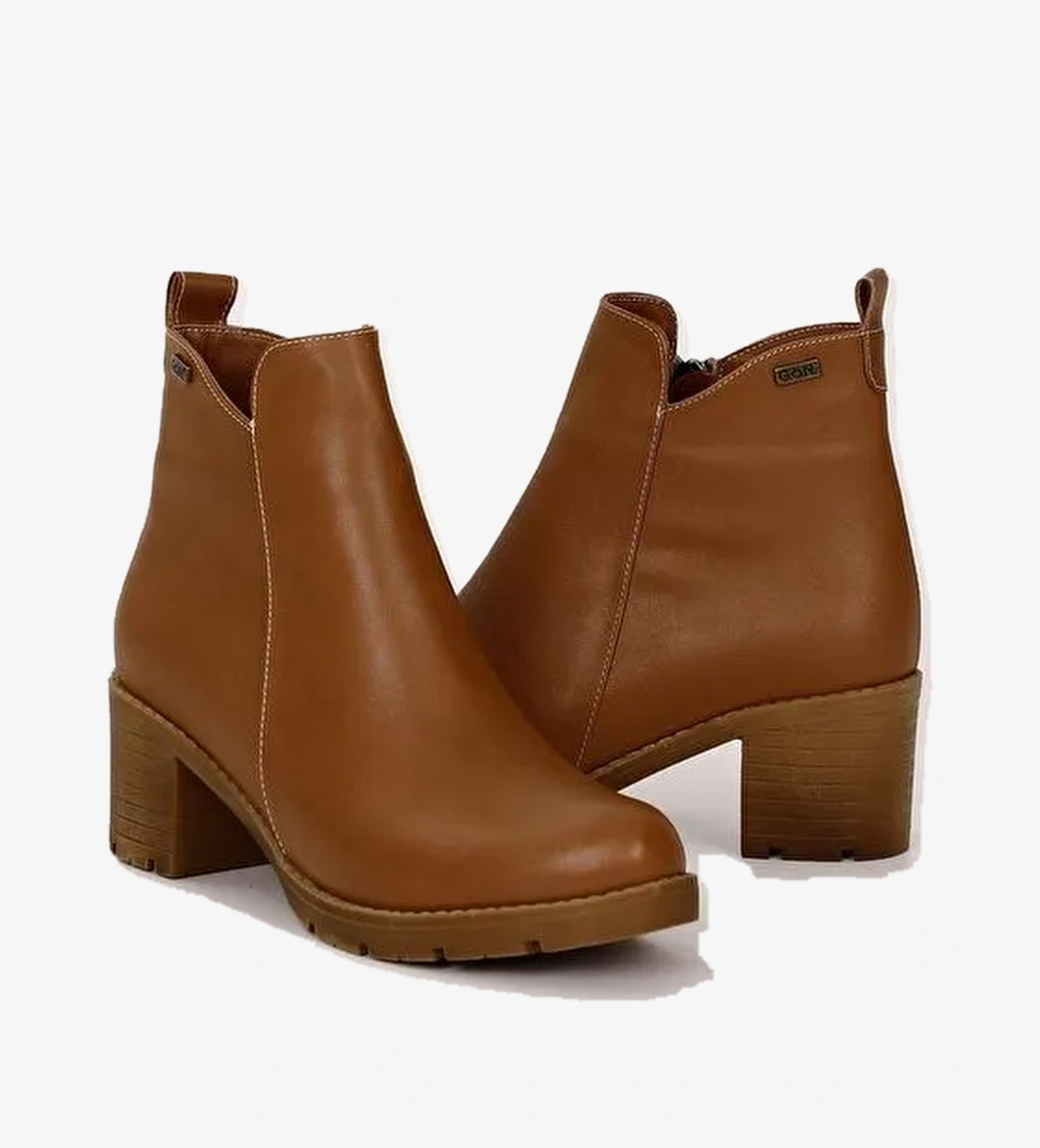 TABA Topuklu Yuvarlak Burun Fermuarlı Kadın Günlük Bot 35201 - Görsel 1