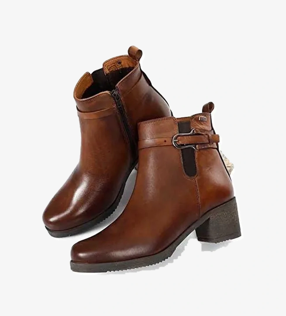 Gonderi(r) Kahverengi Gonderi(r) Hakiki Deri Topuklu Fermuarlı Kadın Bot