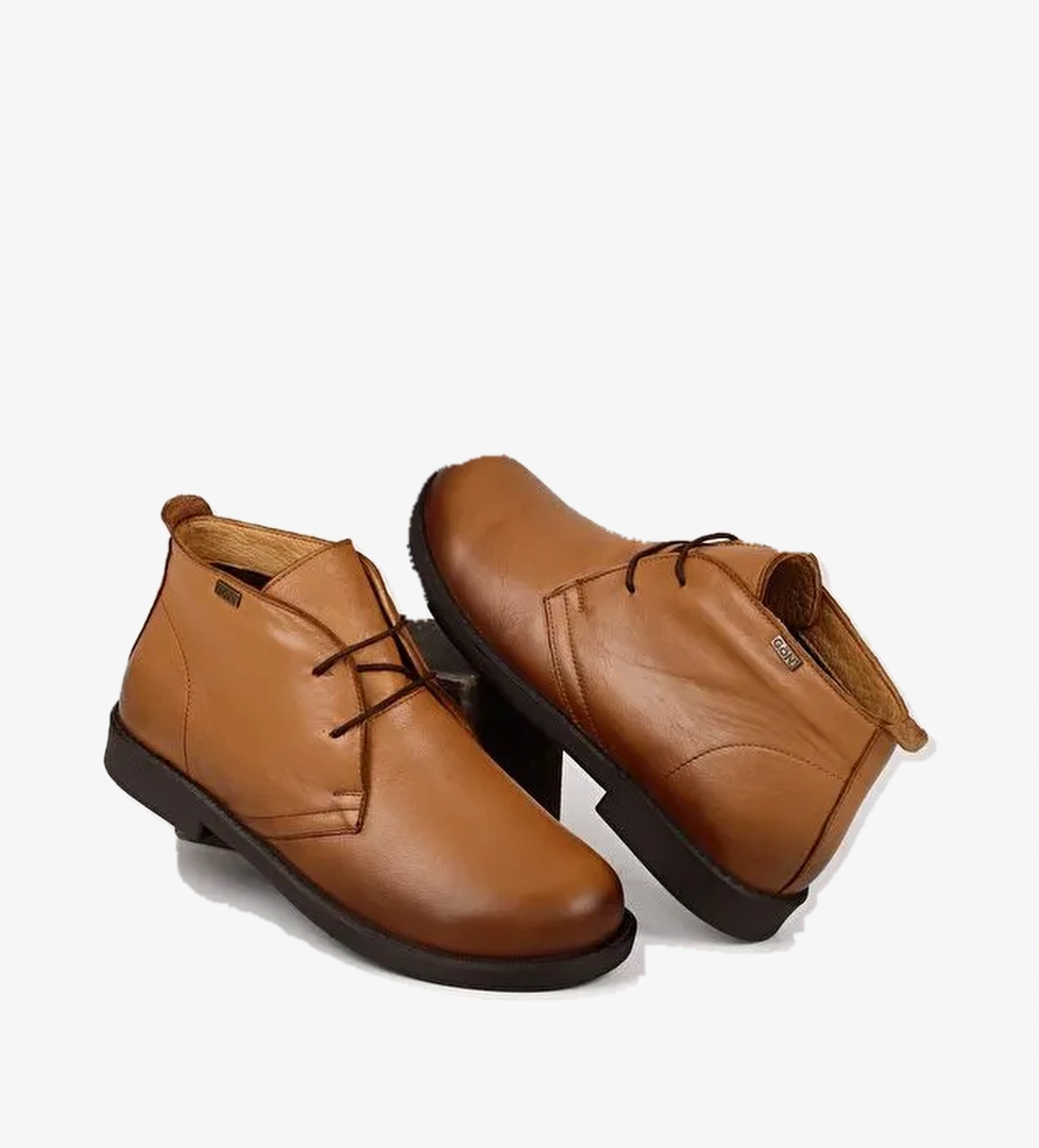 Gonderi(r) Kahverengi Gonderi(r) Hakiki Deri Kauçuk Taban Kadın Bot