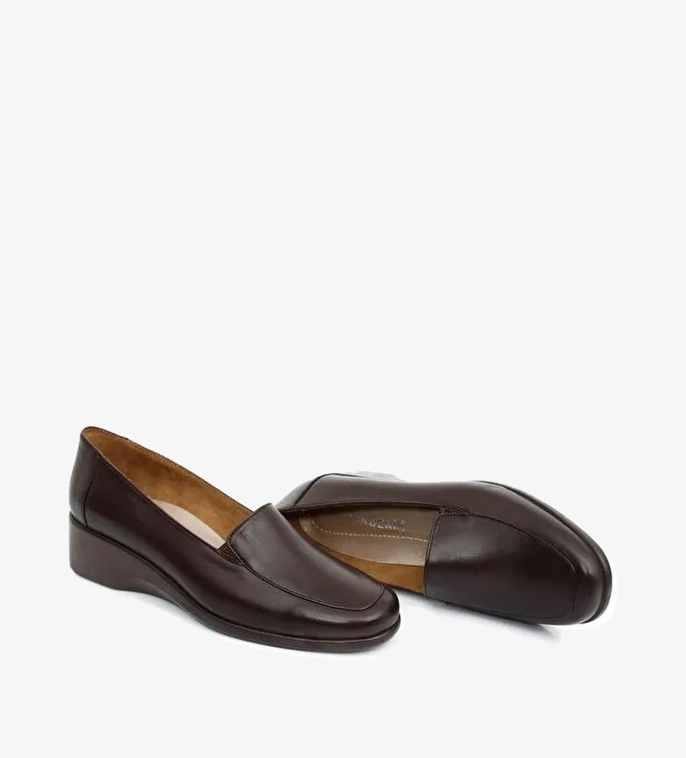 KAHVERENGİ Hakiki Deri Dolgu Taban Kadın Ayakkabı 24203 - Görsel 1