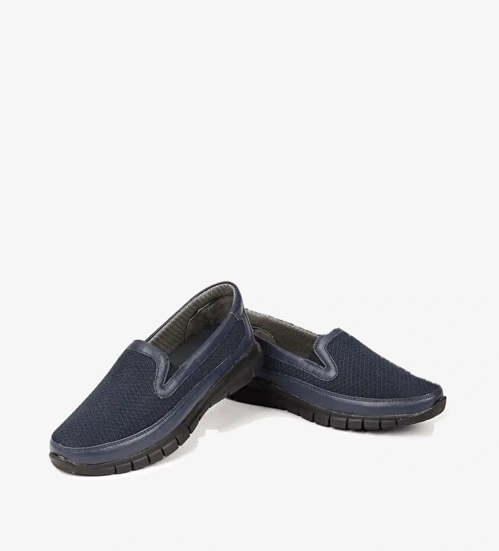 LACİVERT Hakiki Deri Yuvarlak Burun Dolgu Taban Kadın Günlük Ayakkabı 42224 - Görsel 1