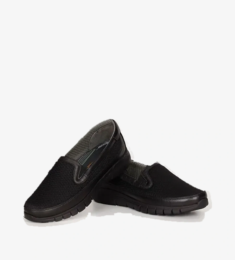 SİYAH Hakiki Deri Yuvarlak Burun Dolgu Taban Kadın Günlük Ayakkabı 42224