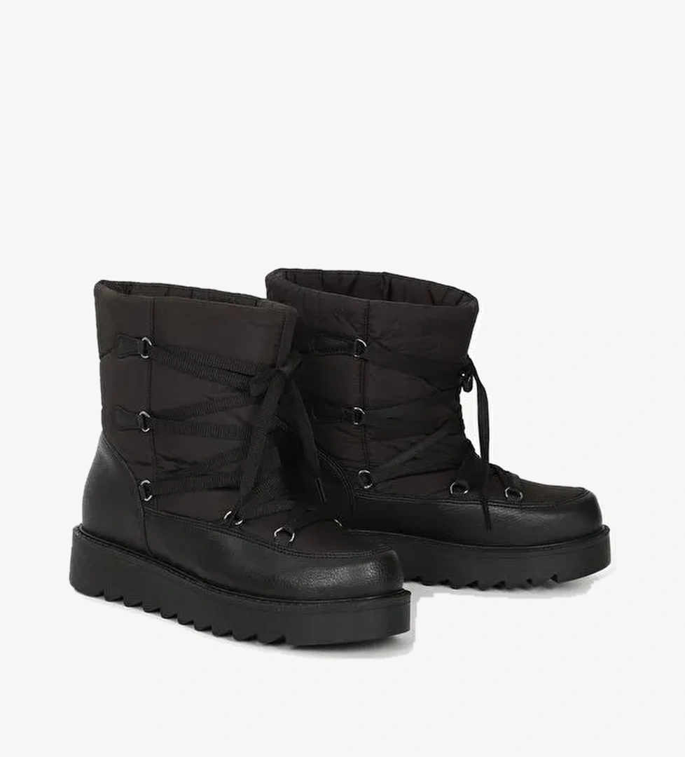 SİYAH Yuvarlak Burun Kadın Kar Botu 06415 - Görsel 1