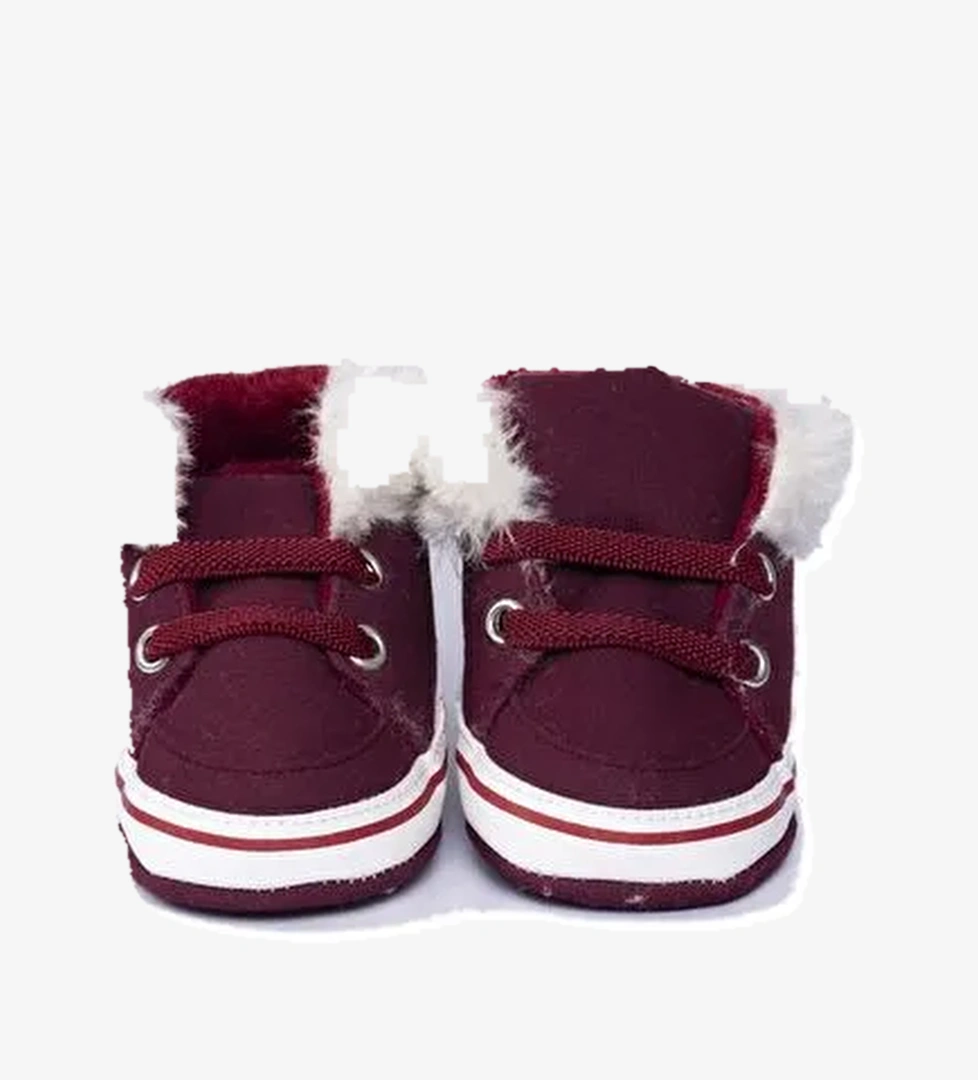 Süet Kürk Detaylı Bordo Bot - Görsel 1