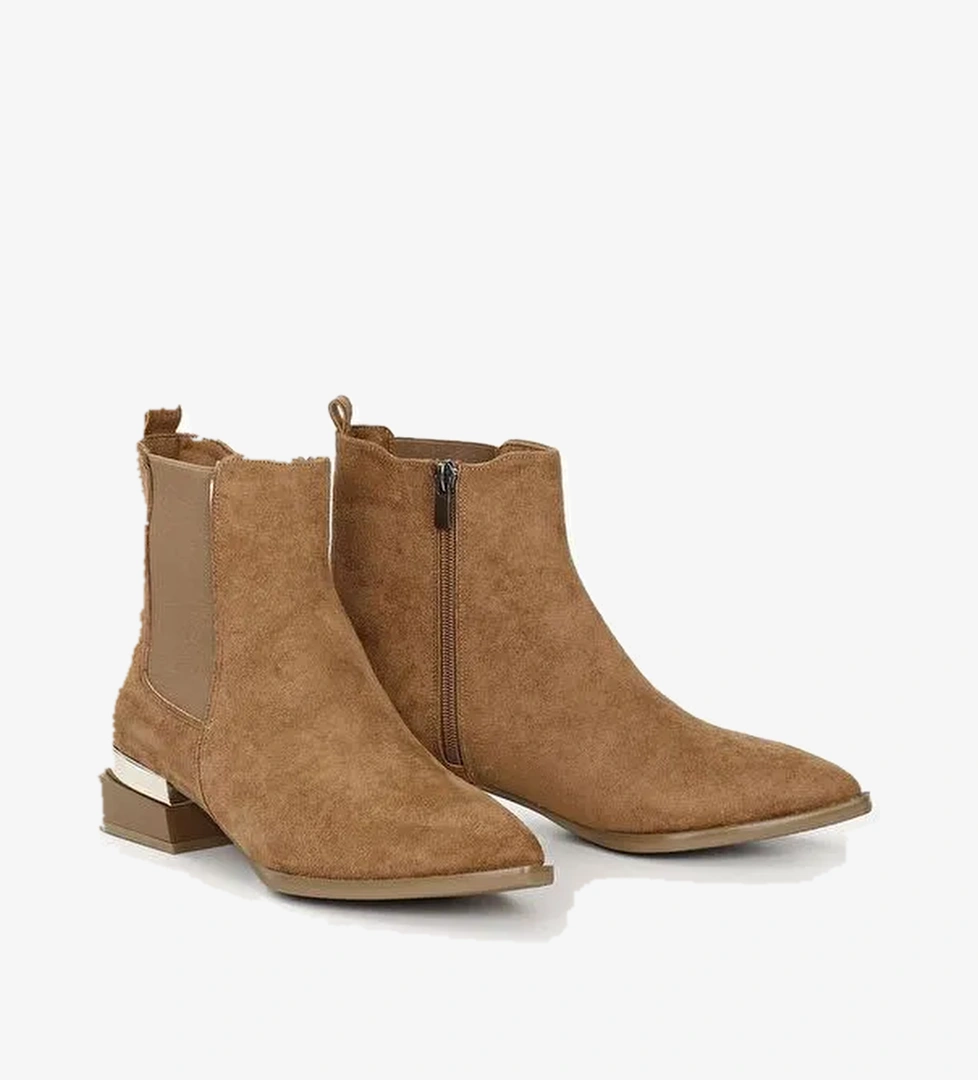 TABA Sivri Burun Kısa Topuklu Fermuarlı Lastikli Kadın Bot 35675