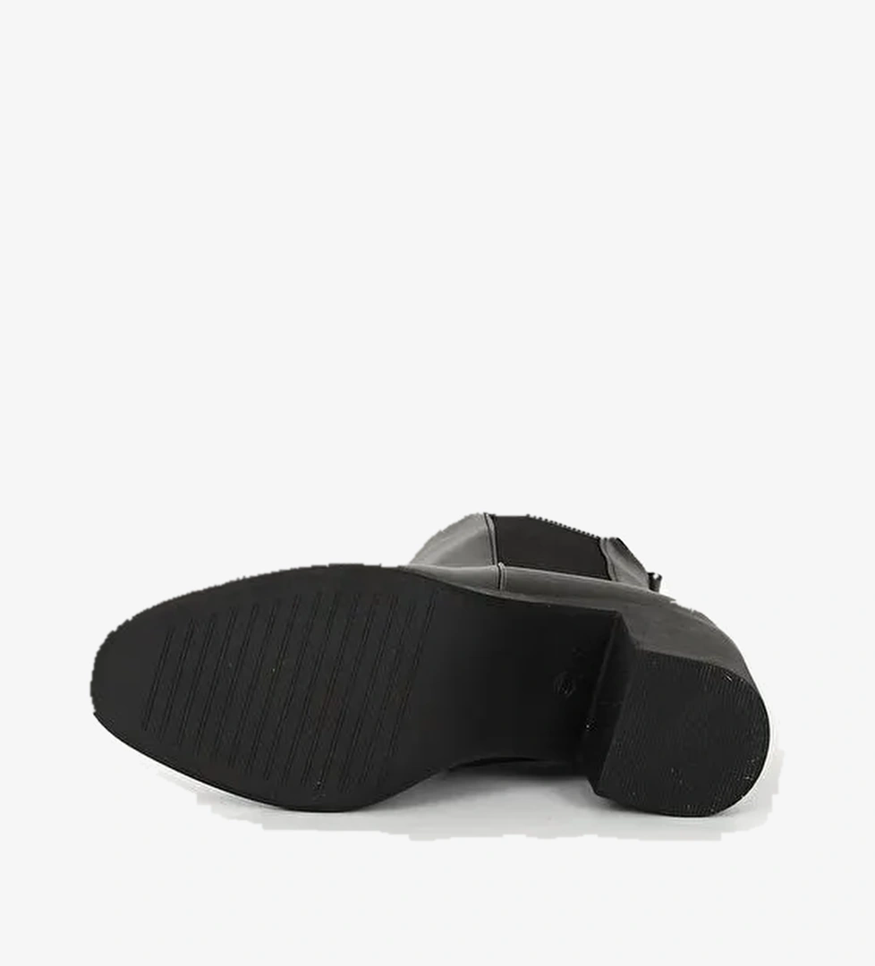 SİYAH Yuvarlak Burun Topuklu Kadın Günlük Bot 35763 - Görsel 1