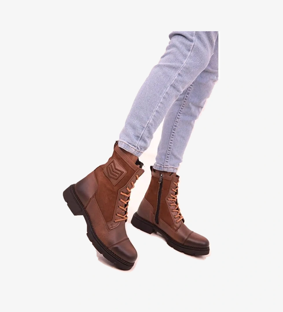 Deri Görünümlü Fermuarlı Erkek Bot - Görsel 1