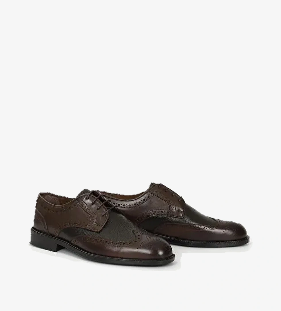 KAHVERENGİ Platinum Hakiki Deri Bağcıklı Günlük Erkek Ayakkabı 01939