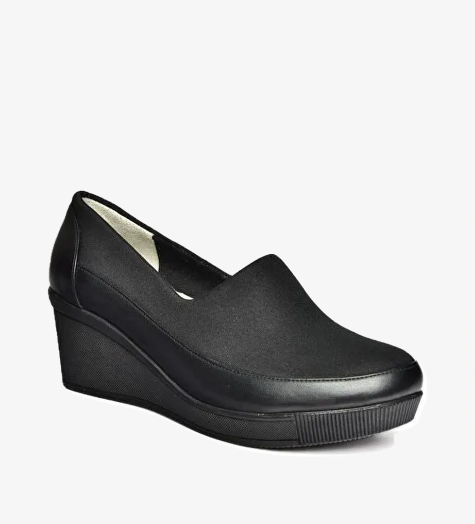 R9080590 Siyah Dolgu Taban Ayakkabı - Görsel 1