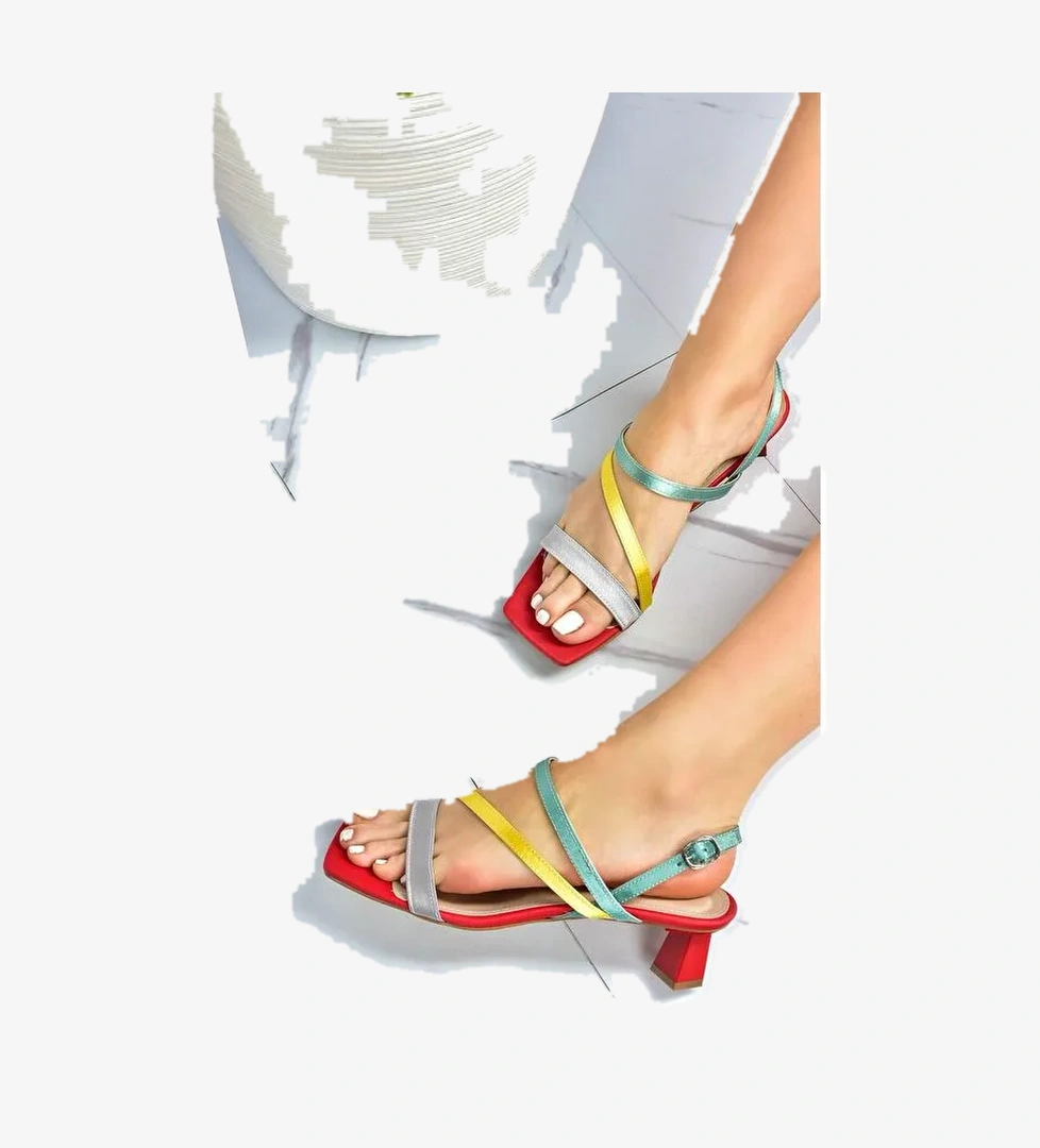 Fox Shoes M5180675 Kırmızı/Yeşil Kadın Topuklu Ayakkabı model görseli