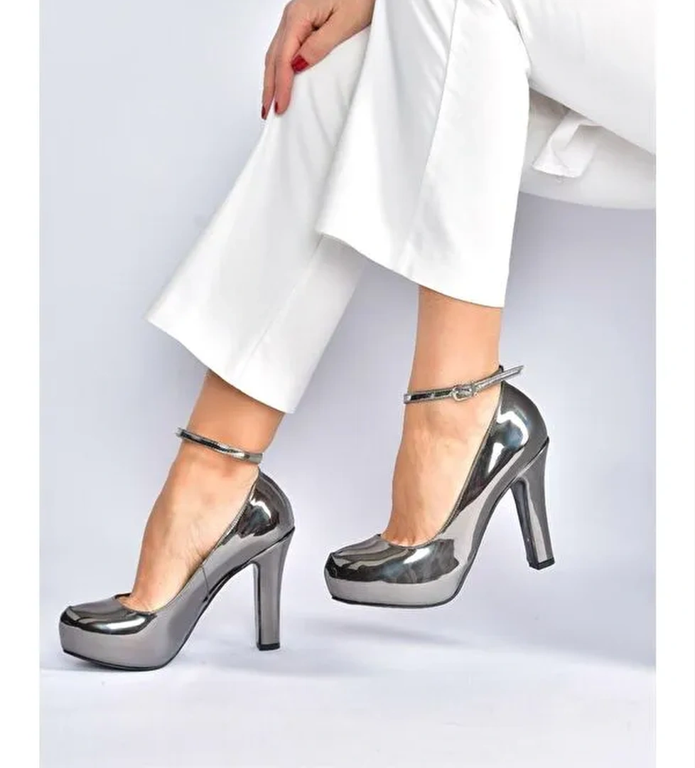 Fox Shoes Ten M3480077 Platform Antrasit Topuklu Kadın Abiye Ayakkabı M348007709 model görseli