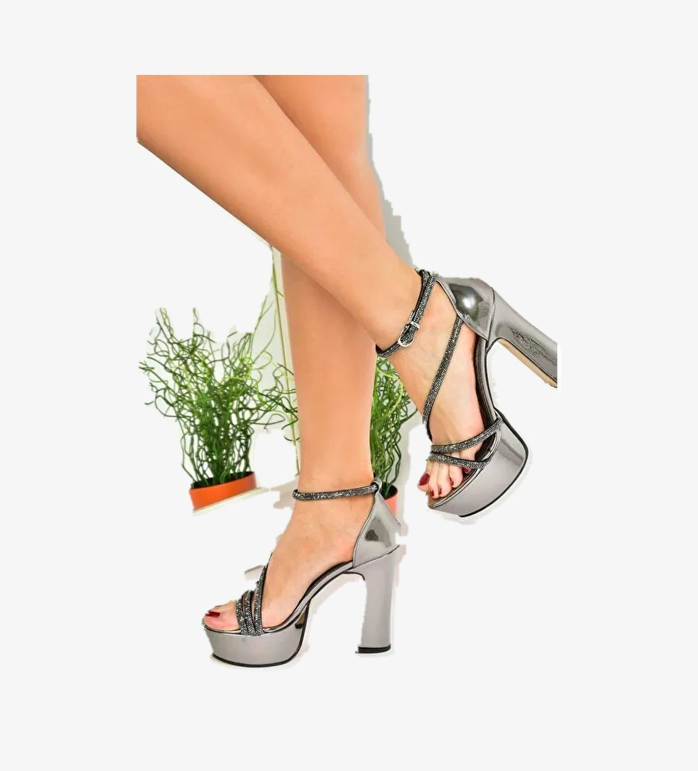 M2460535 Antrasit Kadın Topuklu Ayakkabı