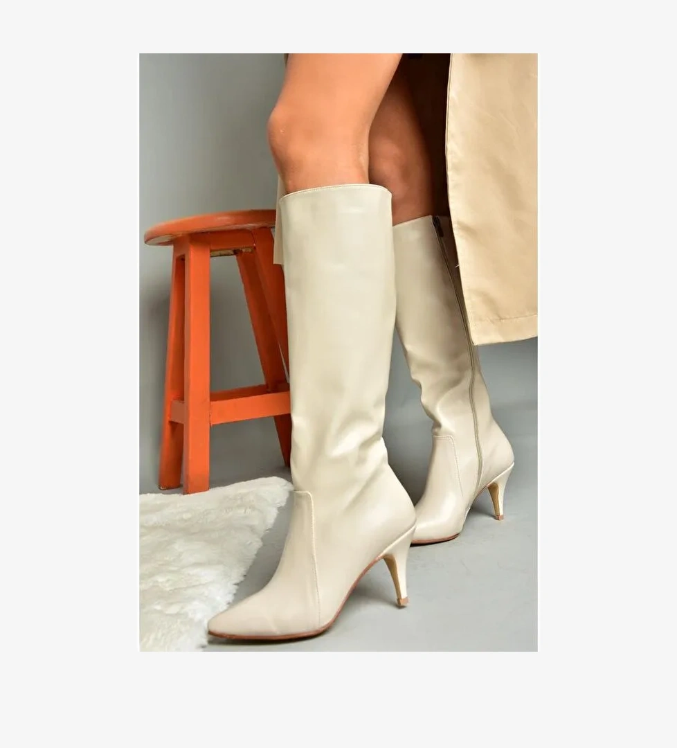 R3724530 Bej Kadın Çizme - Görsel 1