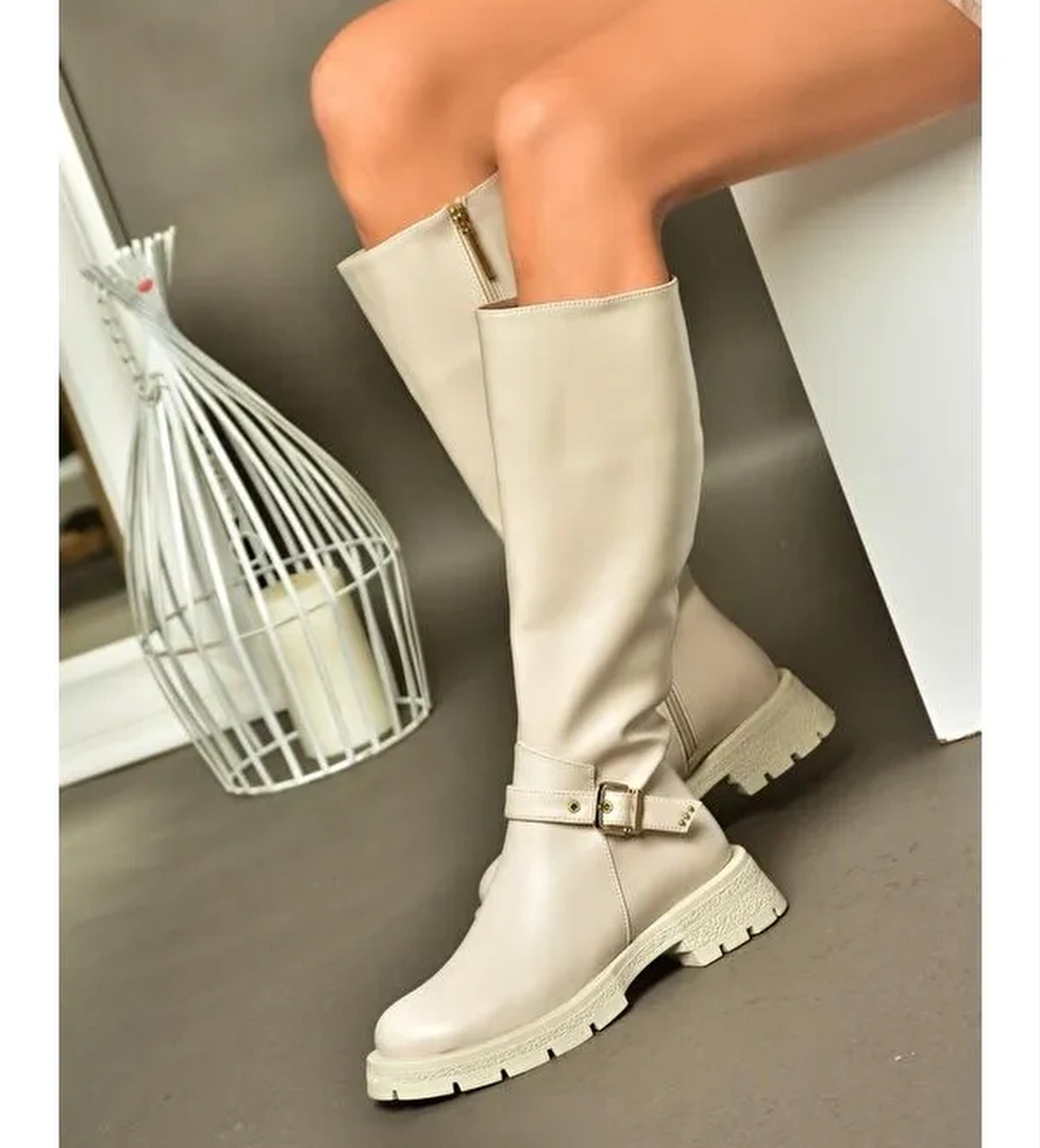 R5180968 Bej Kadın Çizme - Görsel 1