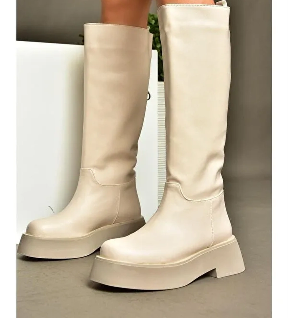 R6100670 Bej Kadın Çizme