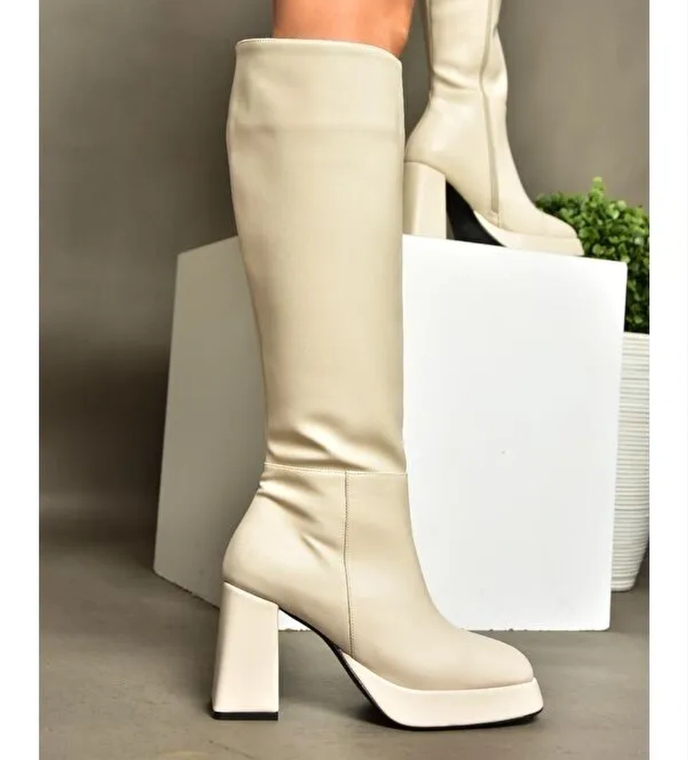 R2822301 Bej Kadın Çizme - Görsel 1