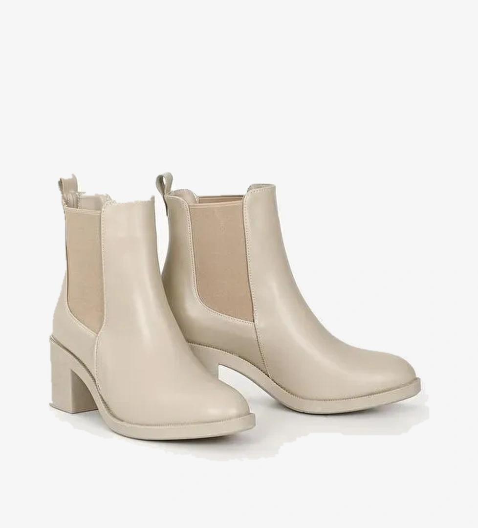 NUDE Yuvarlak Burun Topuklu Kadın Günlük Bot 35763