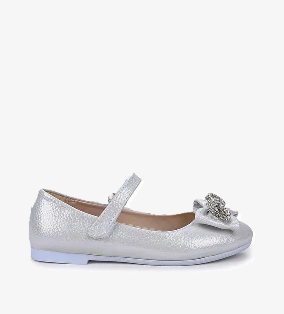 Bowtie Papyon Taşlı Cırtlı Kız Çocuk Babet Ayakkabı