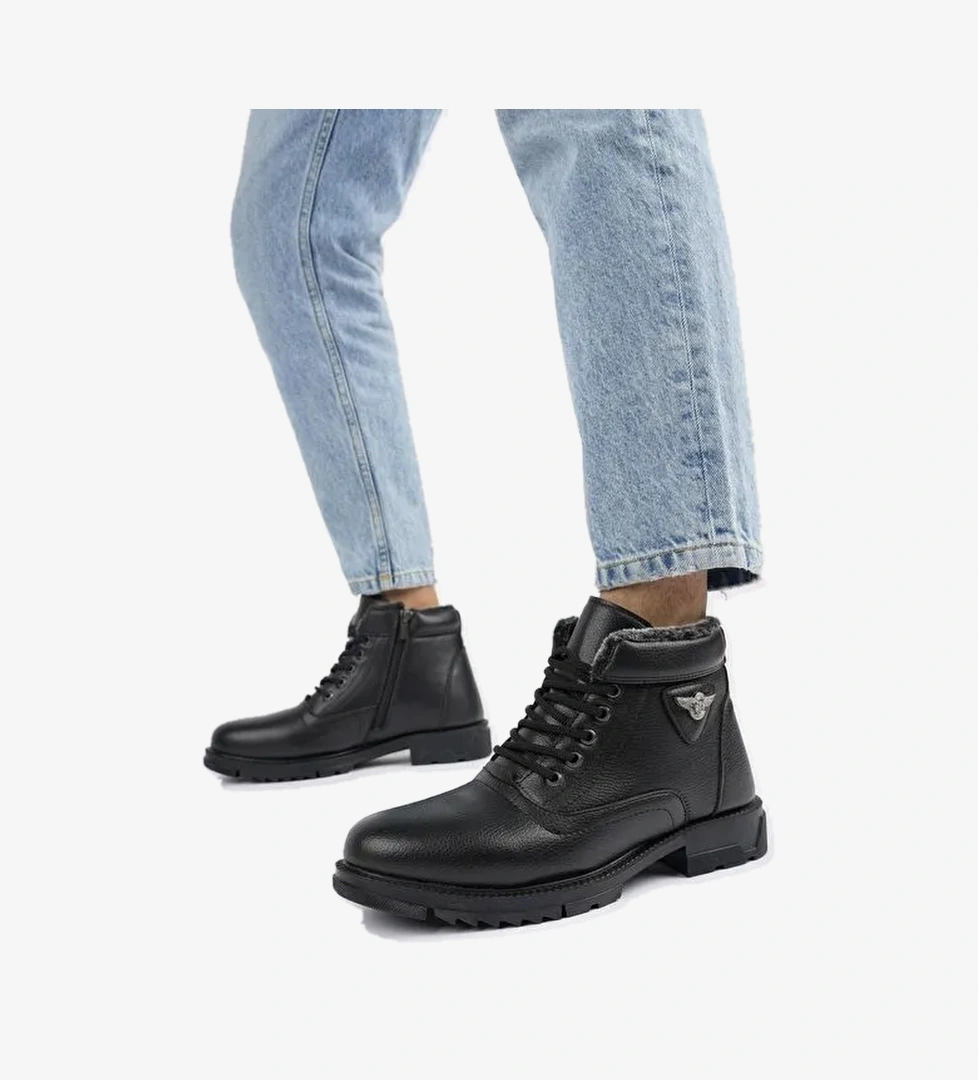 CONYON Bağcıklı Fermuarlı İçi Kürklü Erkek Kışlık Bot - Görsel 1