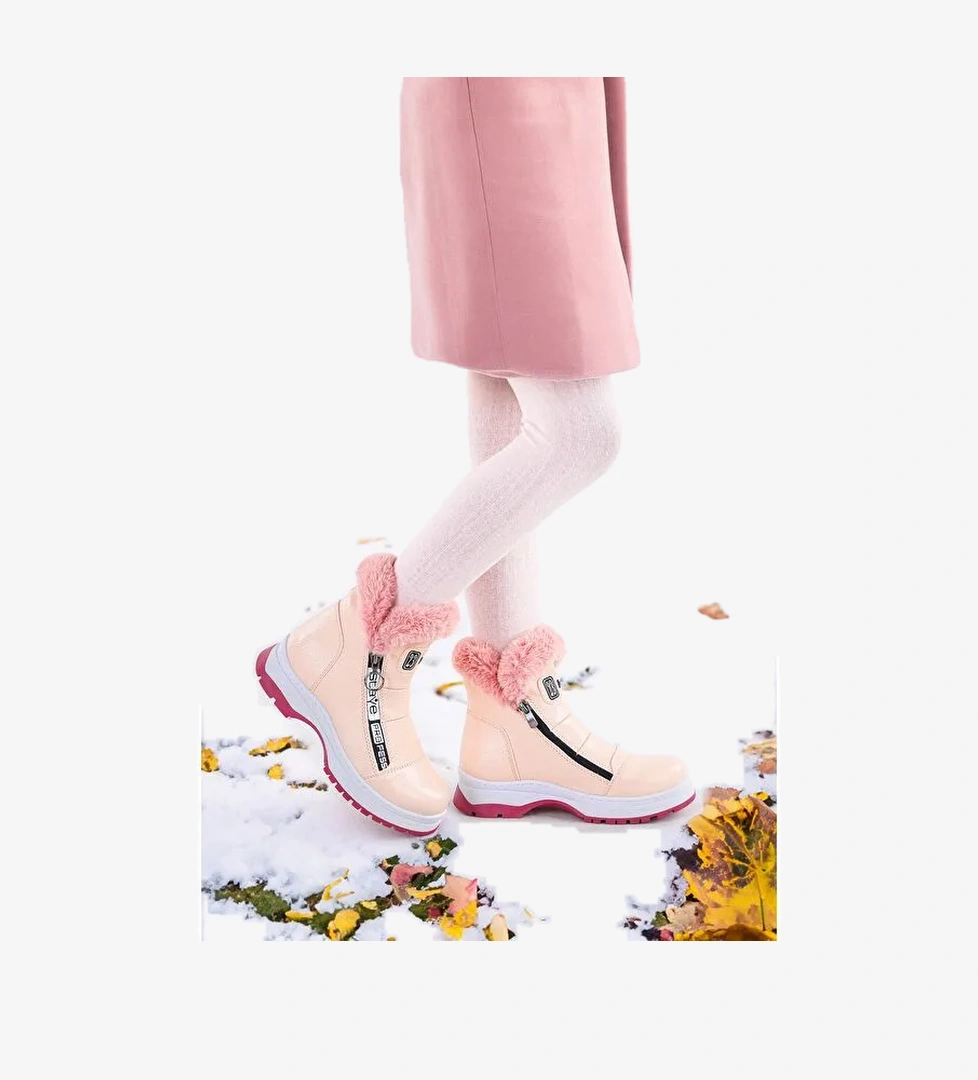 250 Rugan Çatlak Fermuarlı Kız Çocuk Bot Ayakkabı