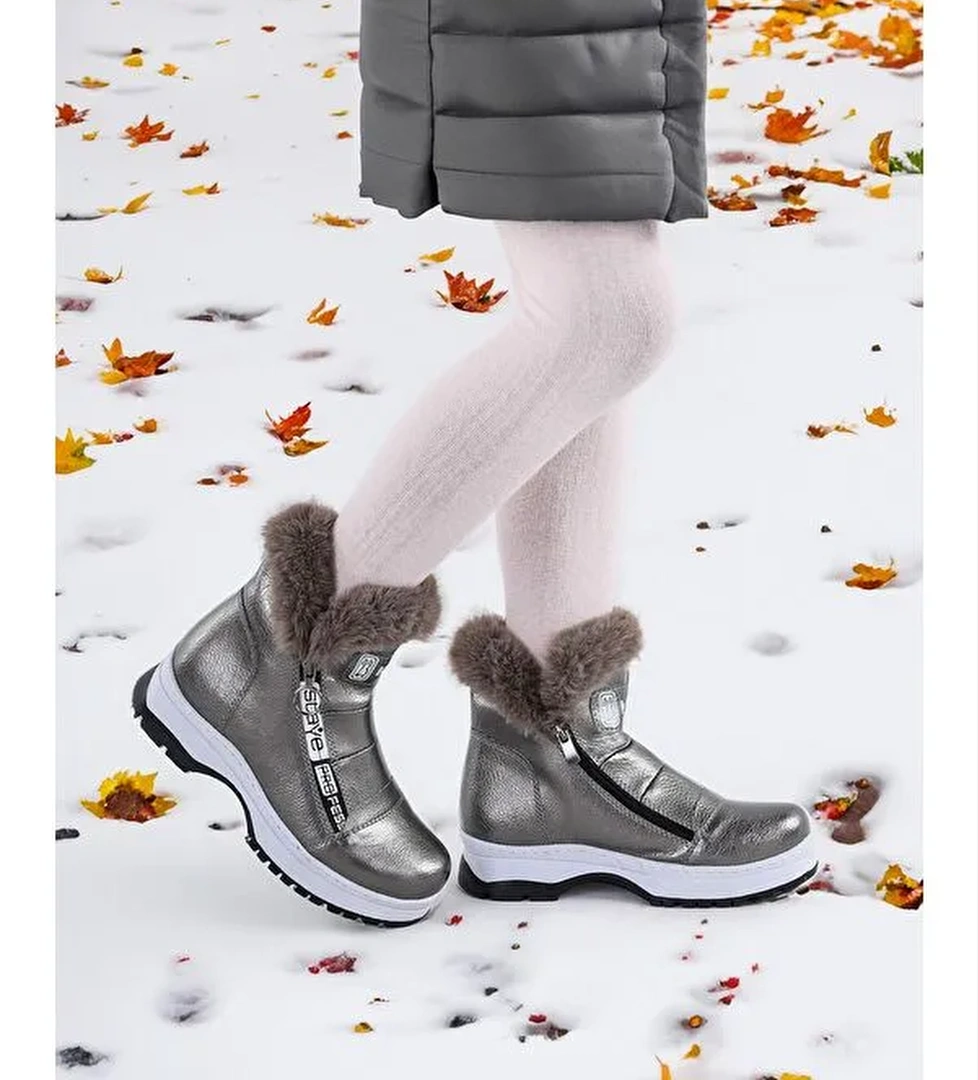 250 Rugan Çatlak Fermuarlı Kız Çocuk Bot Ayakkabı