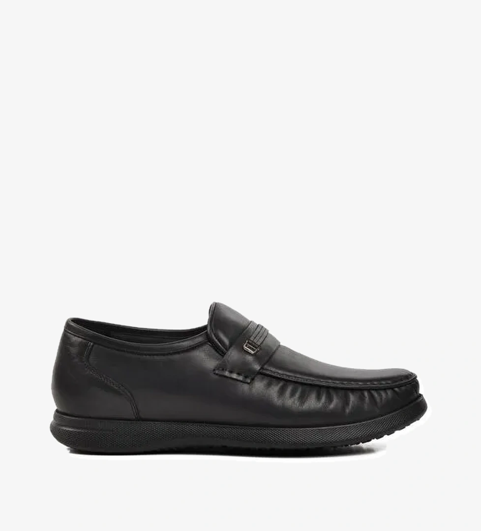 4048 Siyah Hakiki Deri Erkek Loafer Ayakkabı - Görsel 1