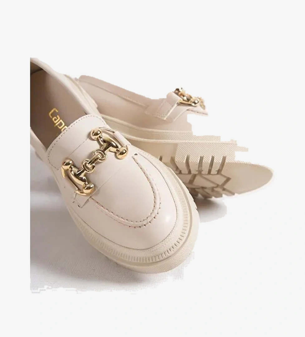 Denni Oval Burunlu Metal Tokalı Trak Tabanlı Kadın Loafer - Görsel 1