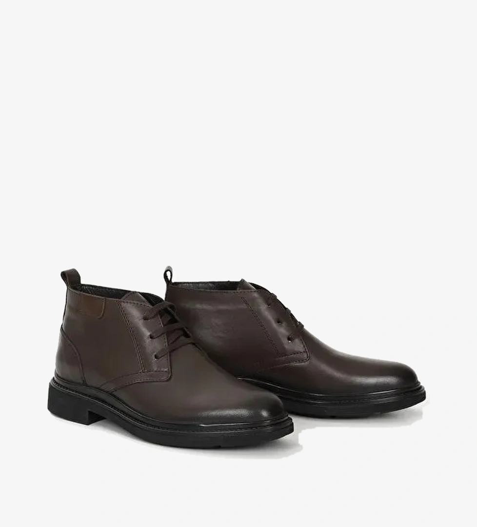 Gönderi̇(r) Kahverengi̇ Si̇yah Hakiki Deri Yuvarlak Burun Kauçuk Taban Bağcıklı Günlük Erkek Bot 42011 model görseli