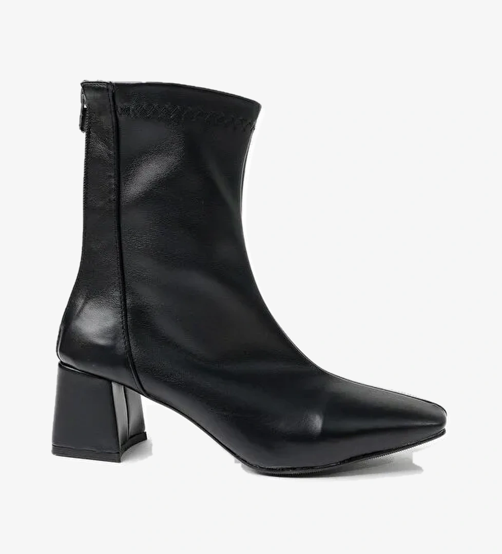 SASHA Küt Burun Arkadan Fermuarlı Kadın Topuklu Bot