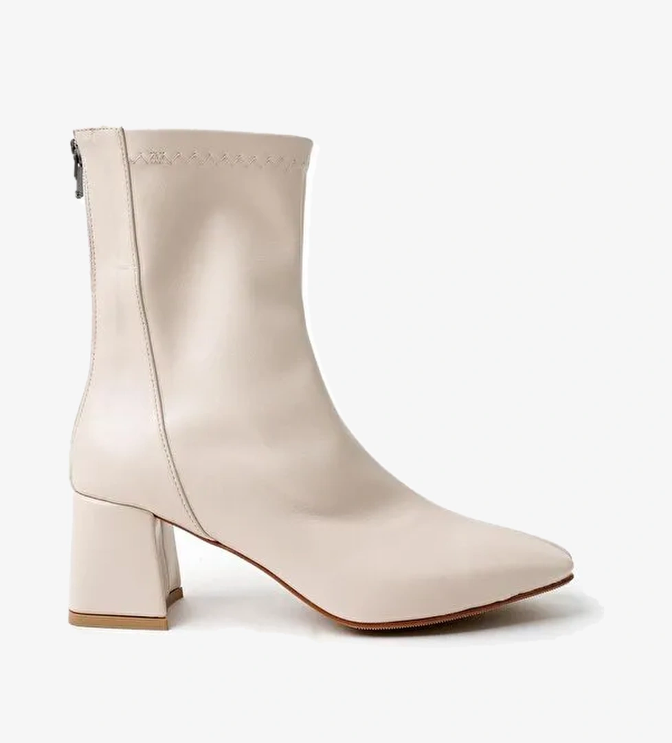 SASHA Küt Burun Arkadan Fermuarlı Kadın Topuklu Bot - Görsel 1