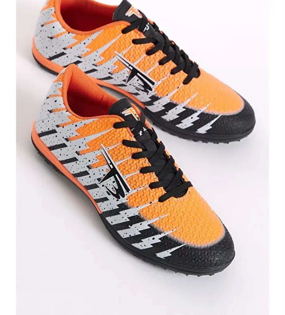 Unisex Siyah Desenli Bağcıklı Halı Saha Ayakkabısı - Görsel 1