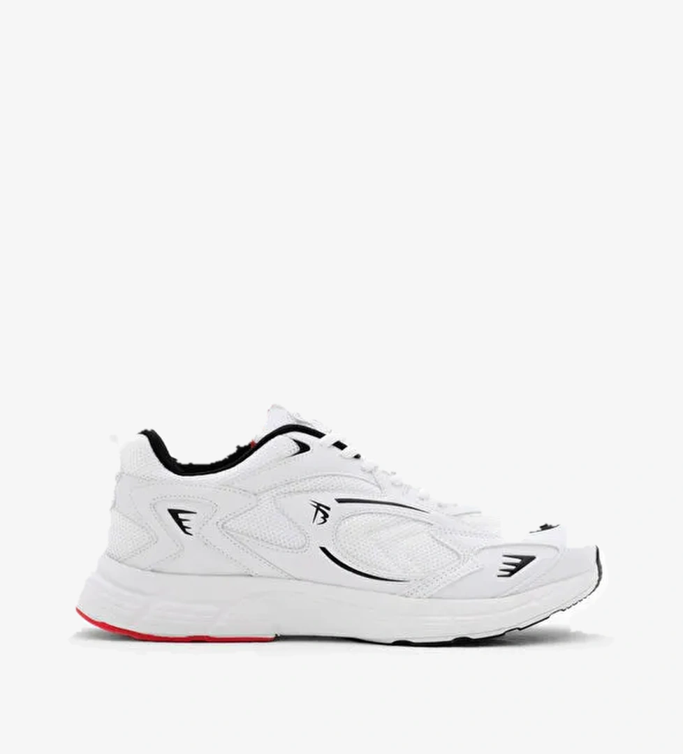 Unisex Beyaz Siyah Rahat Kalıp Yüksek Faylon Taban Bağcıklı Spor Ayakkabı