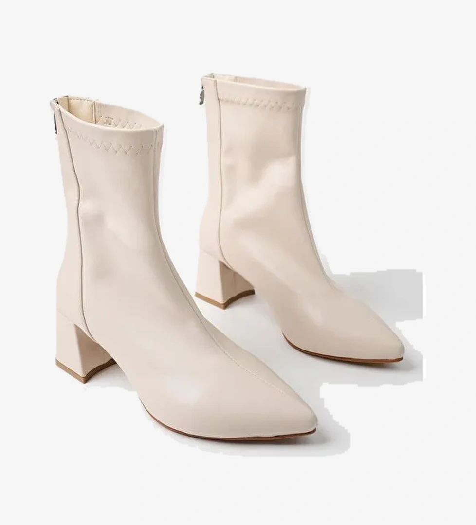 DARJA Sivri Burun Arkadan Fermuarlı Kadın Topuklu Bot - Görsel 1