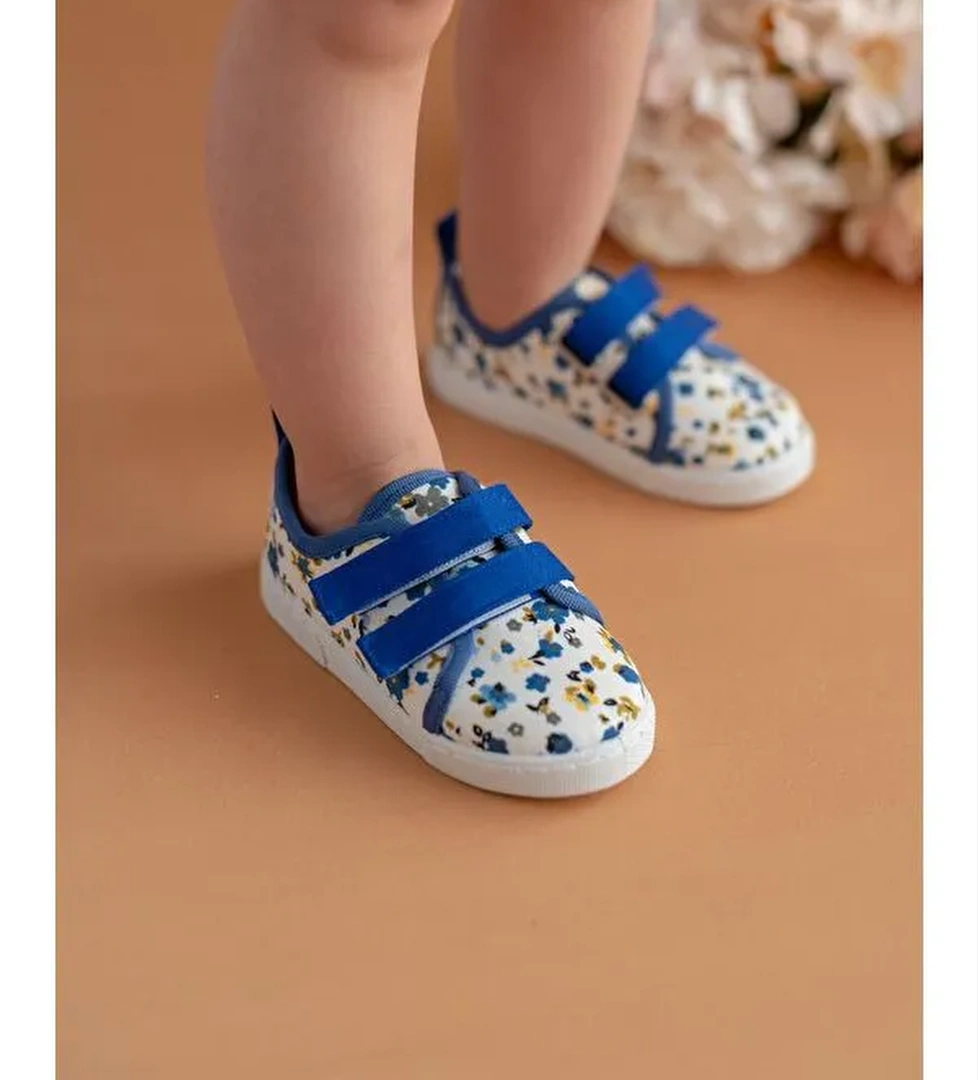 First Step Mavi First Step Cicek Desenli