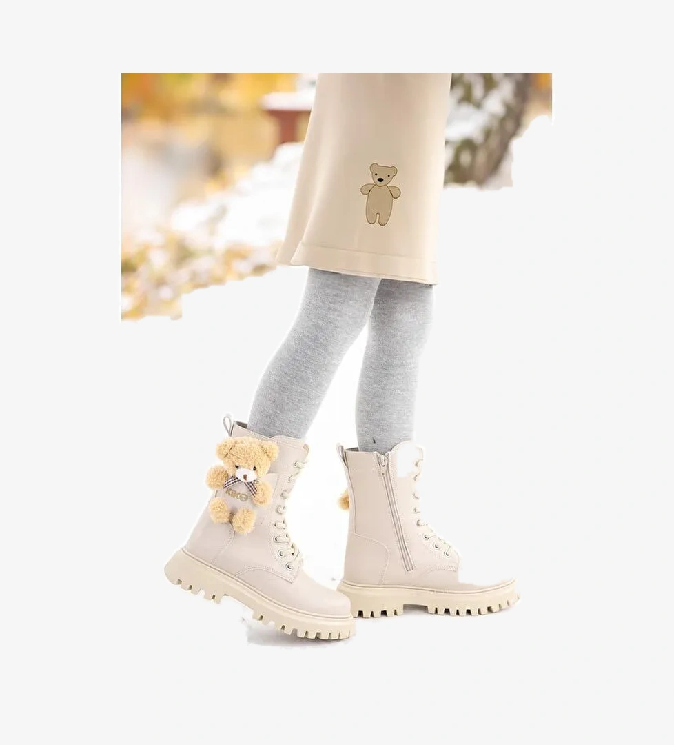 450 Ayıcıklı Fermuarlı Kız Çocuk Günlük Bot Ayakkabı