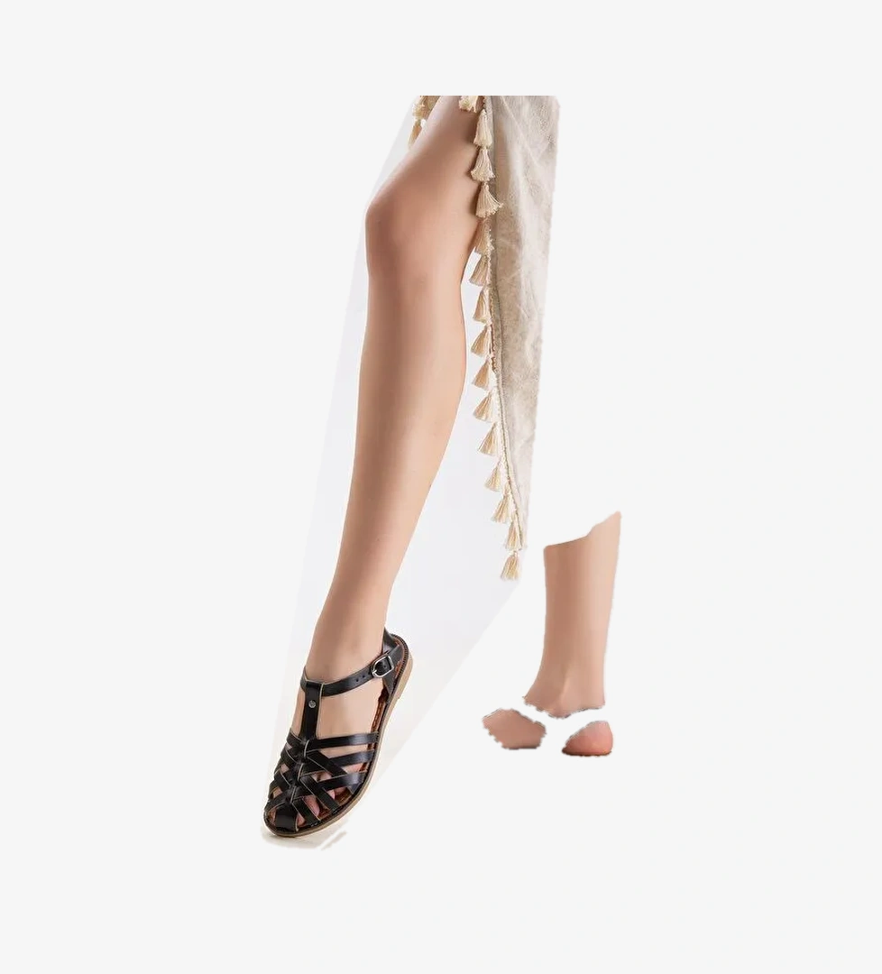 D002 Kadın Hakiki Deri Sandalet - Görsel 1