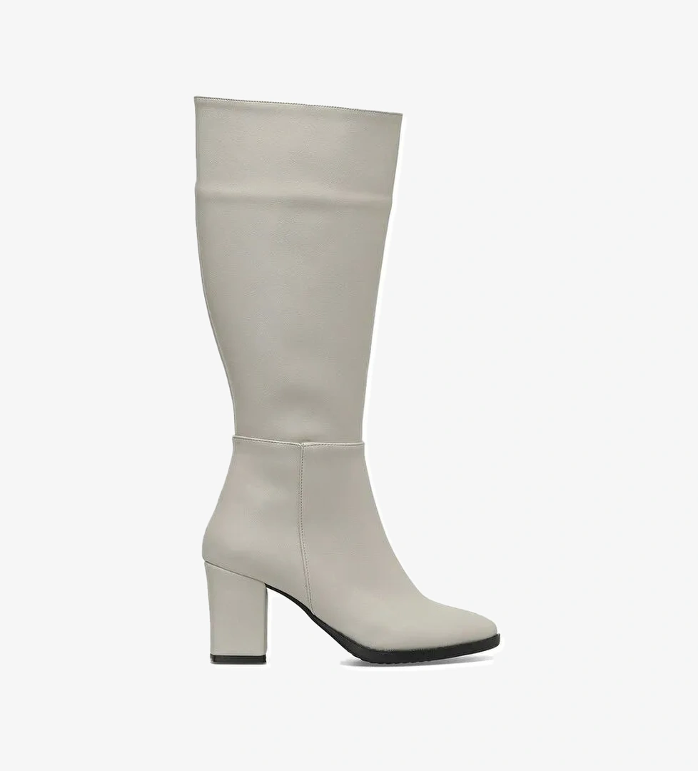 YOKO 3PR Bej Kadın Topuklu Çizme - Görsel 1