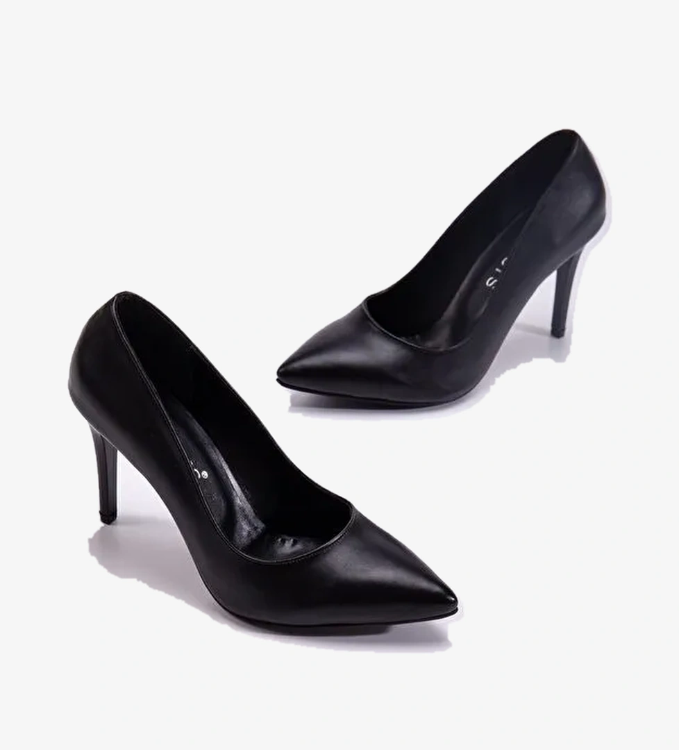 D063 Kadın İnce Klasik Topuklu Stileto Ayakkabı - Görsel 1