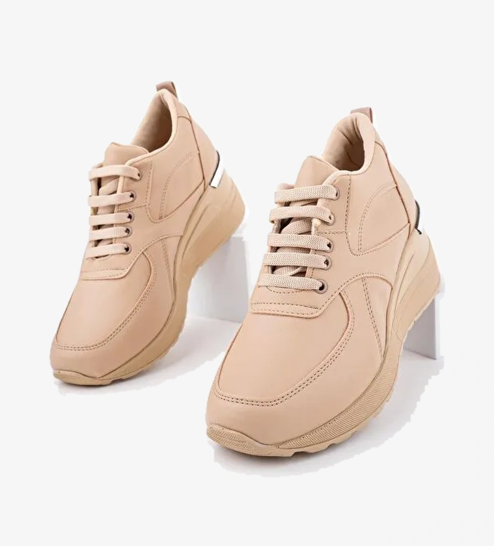 NEPAL Kadın Ortopedik Yüksek Taban Günlük Bağcıklı Sneaker Spor Ayakkabı - Görsel 1