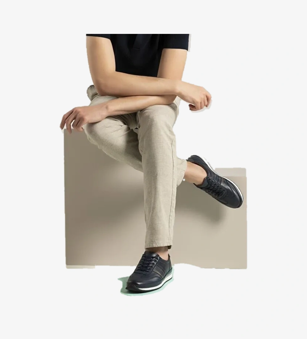 Erkek Hakiki Deri Sneaker 1511002Z060 Lacivert