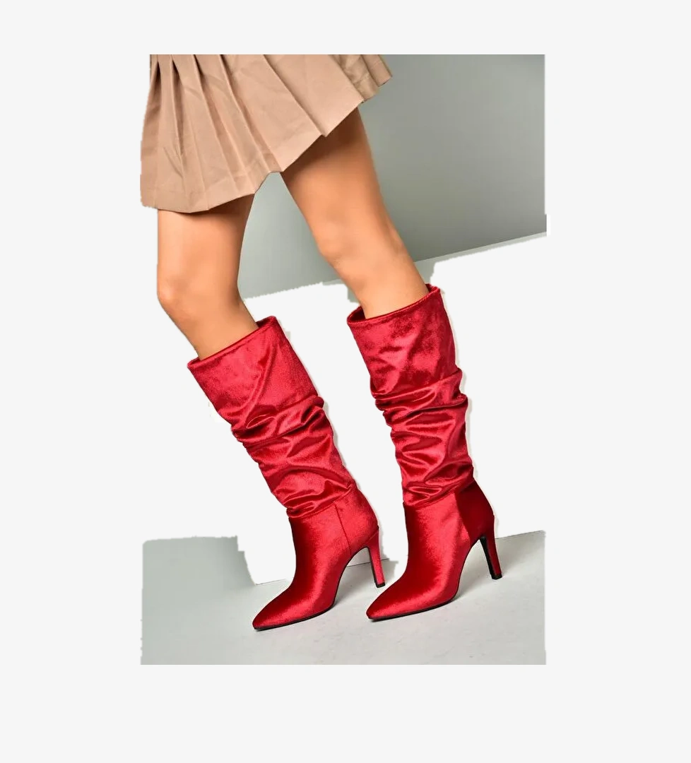 L4048680 Bordo Kadın Çizme