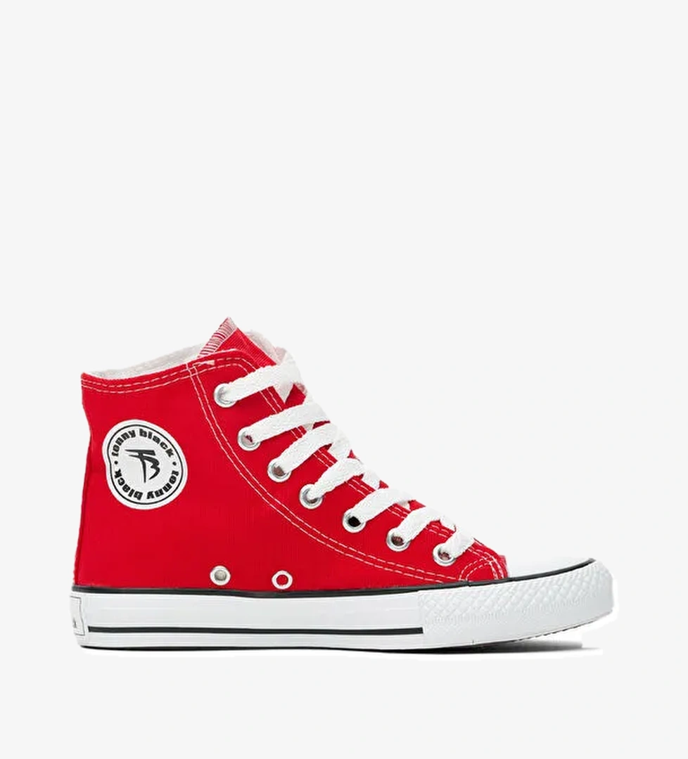 Unisex Kırmızı Rahat Kalıp Bağcıklı Uzun Spor Ayakkabı