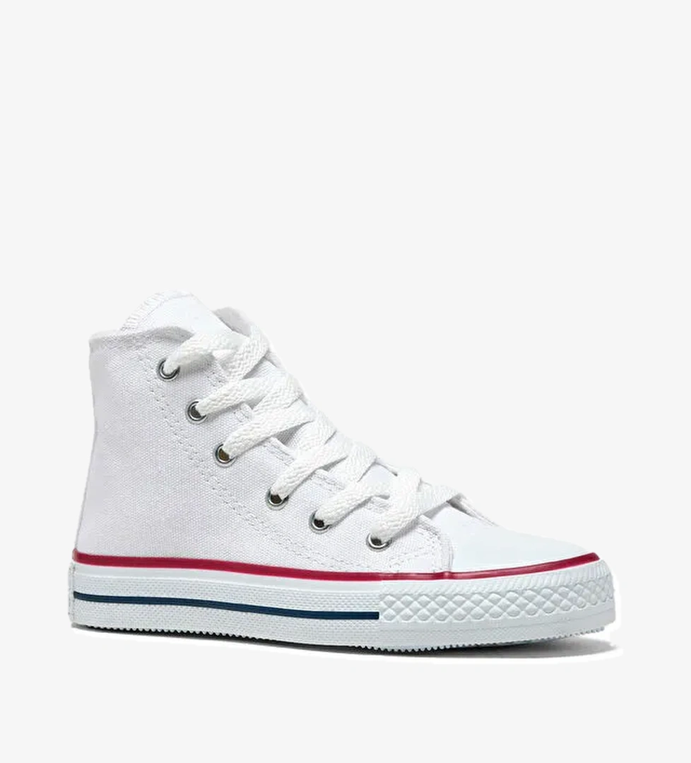 Çocuk Unisex Beyaz Rahat Kalıp Bağcıklı Uzun Spor Ayakkabı