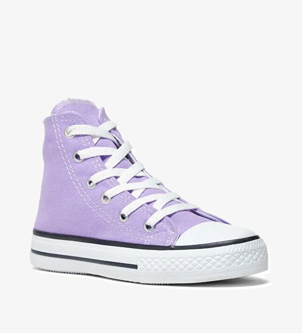 Çocuk Unisex Lila Rahat Kalıp Bağcıklı Uzun Spor Ayakkabı