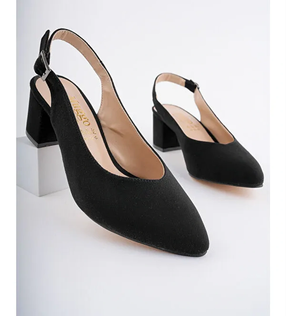 W0711 Kadın Arkası Açık Klasik Günlük Tarz Şık ve Rahat Topuklu Ayakkabı - Görsel 1