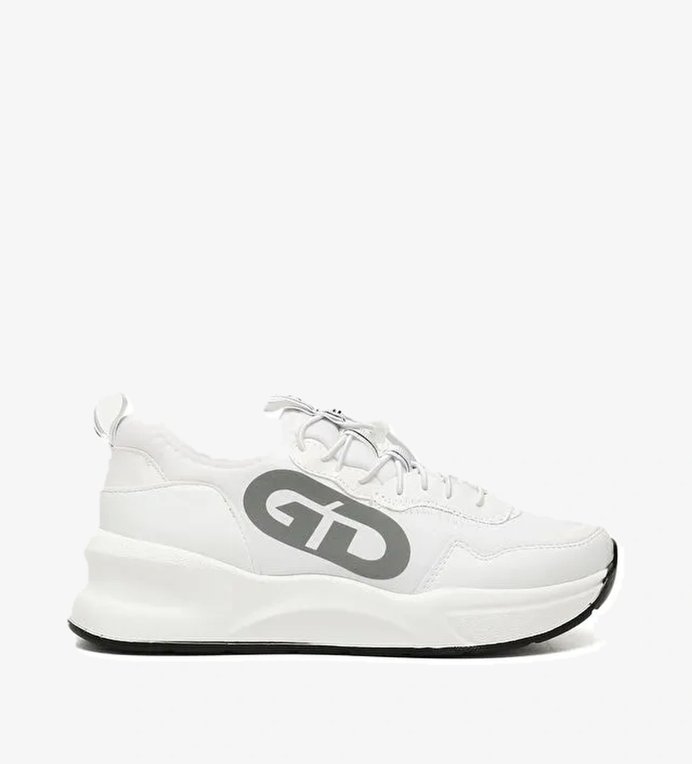 BEYAZ Yuvarlak Burun Dolgu Taban Triko Kadın Sneaker 35557