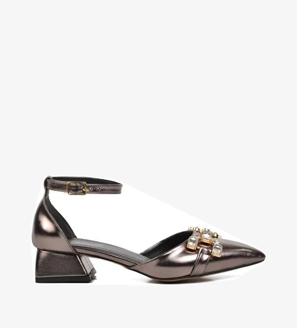 Gümüş Kadın Taşlı Abiye Ayakkabı 326184