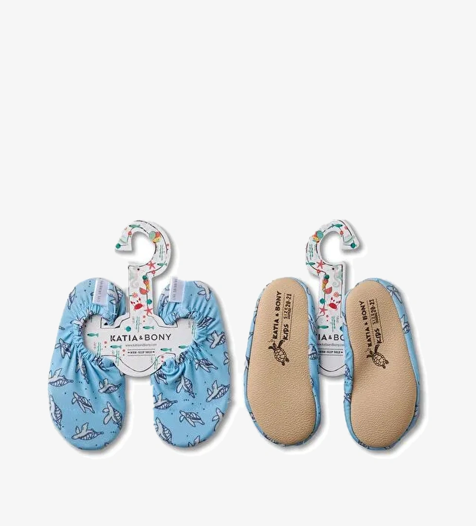 Erkek Çocuk Mavi Renkli kaplumbağa Desenli Deniz Ayakkabısı - Görsel 1