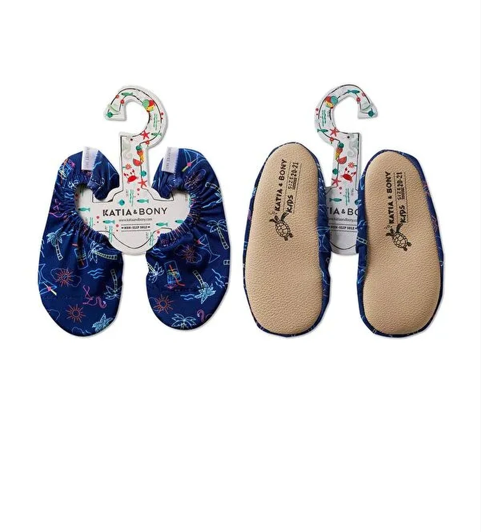 Katia And Bony Lacivert Renkli Flamingo Palmiye Desenli Deniz Ayakkabısı model görseli